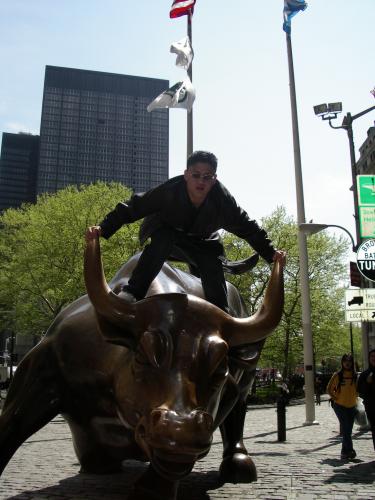 Gus riding Wall Street